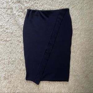 Zara navy faux wrap pencil skirt